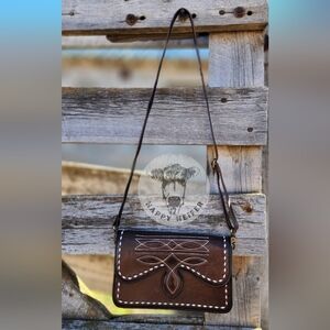 Boot-Stitch Leather Crossbody/Wallet